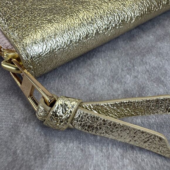 Tory Burch Metallic Gold Pink Full Zip Wallet - Picture 9 of 13